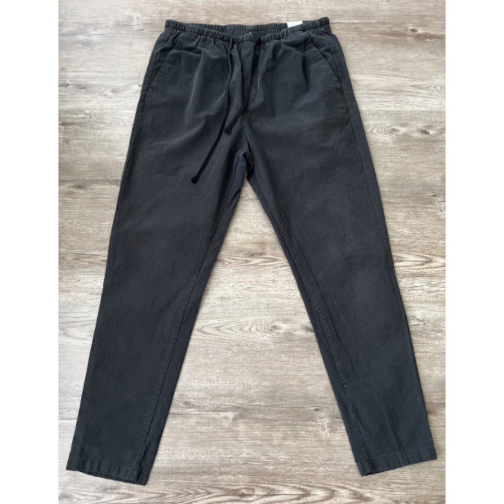 Avh Baroque Textured Drawstring Pants Womens Small Black Straight Leg Casual